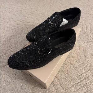 Men's Matte Black Glitter Loafers